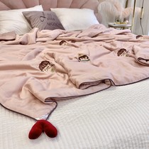 Girl's Heart Little Girl Embroidered Summer Cool Quilt Air-conditioning Modal Tencel Double-sided Love Can Wash Cool Feeling Silky