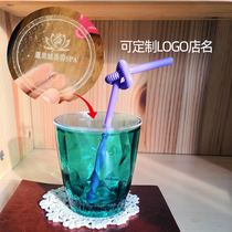 Acrylic water cup Color juice teacup Heat-resistant and drop-resistant restaurant hair transparent plastic cup with lid and straw