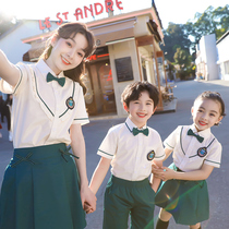 Kindergarten garden clothes summer clothes British style College teacher primary school uniform short sleeve set six-one chorus performance clothes