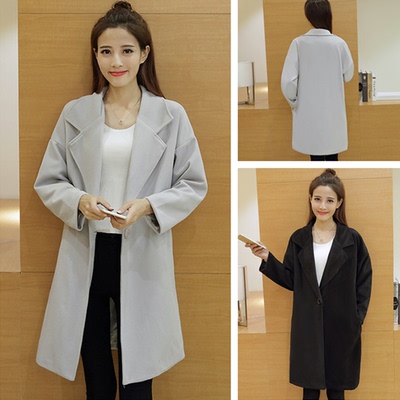 Non-mainstream women's clothing Korean tide 90 after the autumn new long section woolen coat woolen jacket students wear