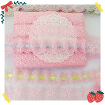 908 whole board Day single about 63Y pink can wear ribbon mesh embroidery lace diy bow doll accessories