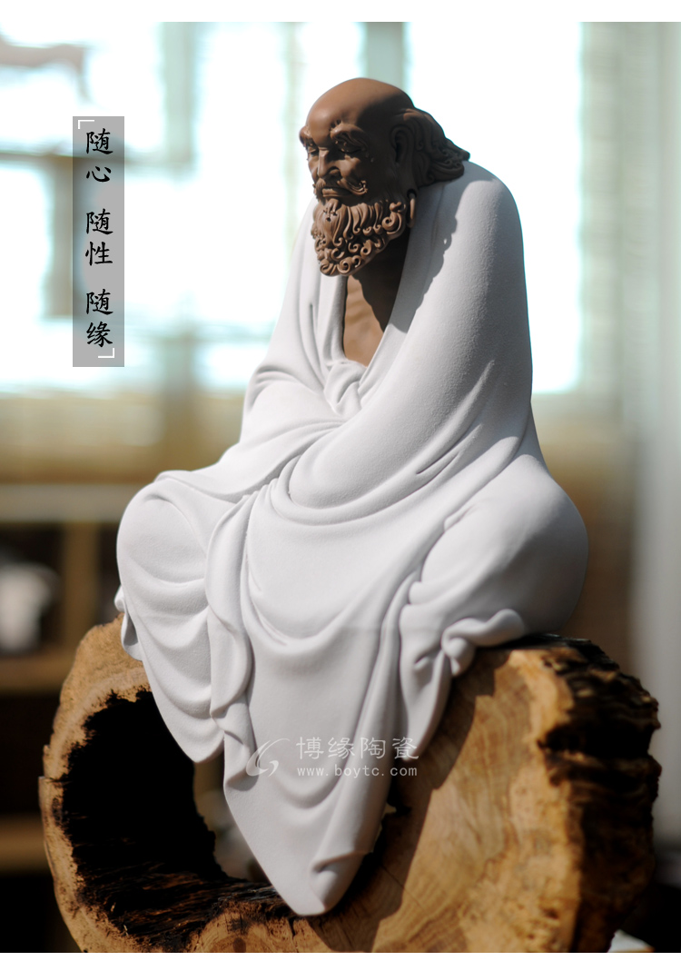 披坐达摩 德化白瓷传统达摩坐像雕塑 家居办公风水工艺品摆件