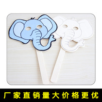 Creative handheld elephant mask toddler diy hand drawn white wooden model cartoon props new products below