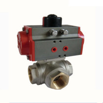 Q615F-16P pneumatic three - way ball valve T - type ball valve pneumatic stainless steel three - way wire buckle valve 304DN15