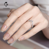 Platinum ring heart-shaped crown moisanishi diamond ring female Crown tail ring Fashion Light luxury stack wearing diamond ring