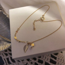 Forest gold leaf sterling silver bracelet Female rose gold gentle temperament Natural freshwater pearl exquisite bracelet