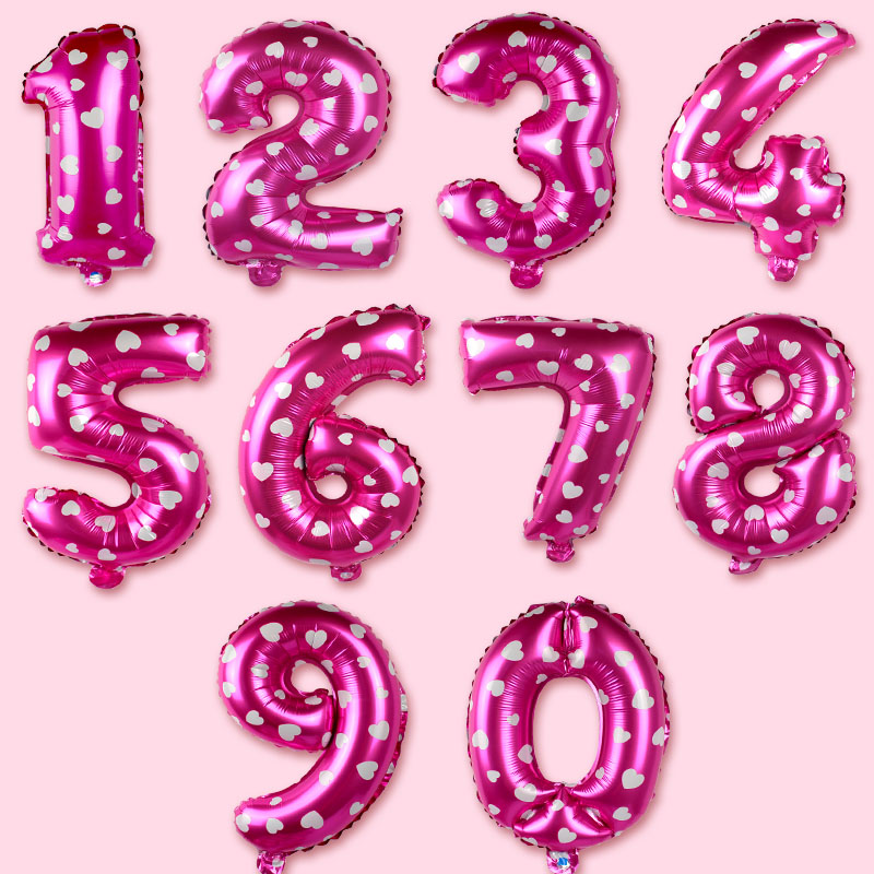 16寸粉色/蓝色印花数字气球 彩色宝宝生日派对铝膜气球布置产品展示图3
