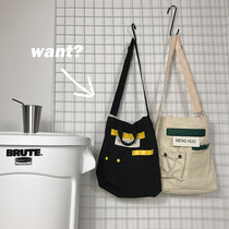 2020 new mens hand cross canvas bag trendy Harbor wind couple wild art shoulder shoulder bag large capacity