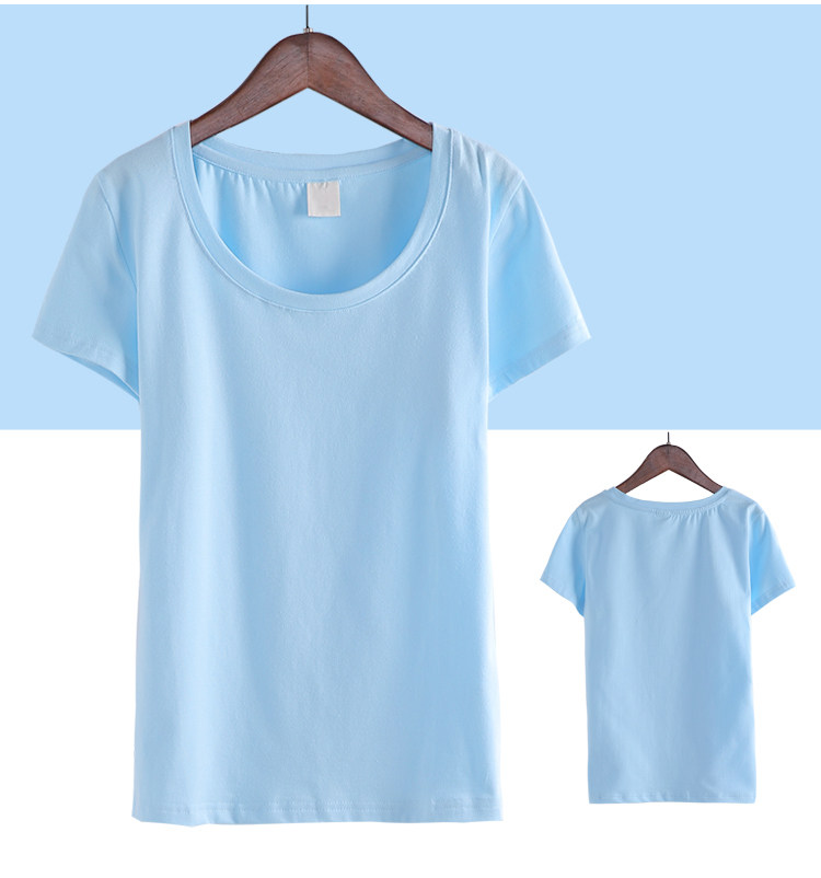 夏季纯色简约短袖t恤女圆领修身半袖t桖上衣百搭打底衫纯白色体恤