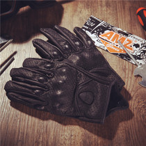 AMZ Four Seasons leather gloves male motorcycle riding Harley breathable locomotive cross-country car gloves riding anti-fall
