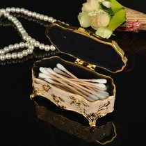 Special fine European carved cotton swab box White silver-plated toothpick tube Hotel home golden home decoration supplies ktv