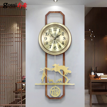 Pure copper light luxury wall clock Living room household fashion clock clock hanging wall atmospheric creative modern simple mute hanging watch