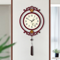 New Chinese watch wall clock Living room household fashion atmospheric clock Hanging Chinese style watch Hanging wall silent hanging watch large