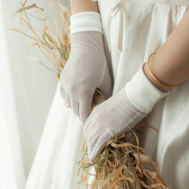 Wedding simple short gloves stretch white wedding wedding wedding bride Korean mesh photo studio travel jewelry accessories