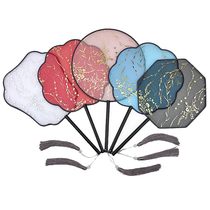 Long handle bronzing fan transparent ancient wind round fan retro Chinese style palace fan dance fan classical Hanfu Cheongsam fan