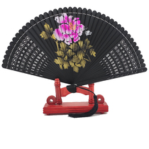 All bamboo fan Japanese folding fan ancient style lady hollow fan Chinese style folding fan solid color fan dance fan