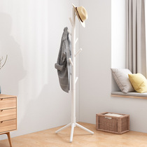 Modern minimalist solid wood coat rack floor hanger bedroom clothes rack household simple single pole room hanger