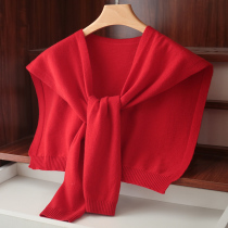 100% wool knit shawl female summer scarf outside hitch short summer high end 100 hitch air-conditioned room guard shoulder neck and shoulder