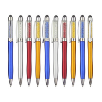 10 multicolor crystal touch screen pen ball pen rotary telescopic oily atom pen custom print logo Gift pen