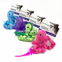 American Best Pet kitty toy elastic small fish built-in bell puzzle to puzzle and interact blue green purple