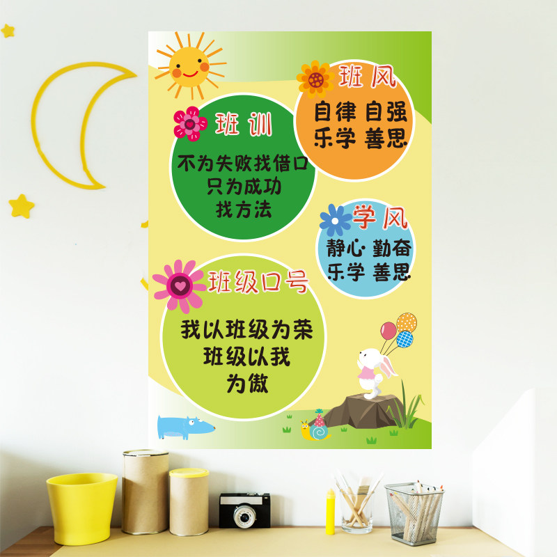 幼儿园儿童房小学教室布置墙面装饰三字经班级公约贴画墙贴纸自粘