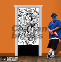 Cry smile mask Chicano Europe and America West Coast Flower Body character gangster hard core hip hop hiphop door curtain