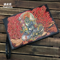 Tune cobbler handbag mens leather personality handbag new fashion fashion handbag handmade leather carved bag