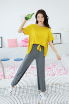 Modal loose modern dance costume color color suit short sleeve trousers yoga increase home clothing practice clothing summer