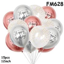 15pcs Chrome Rose Gold Balloon Flashing Metal Balloon