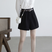 Suit shorts womens summer 2020 new Korean student black high waist thin loose a-line net red wide-leg pants tide