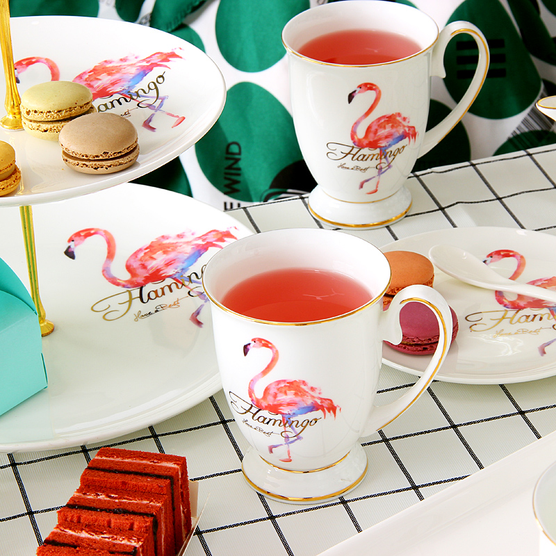 Flamingos cup suit glass of water with small household hot tea cup teapot European - style key-2 luxury living room