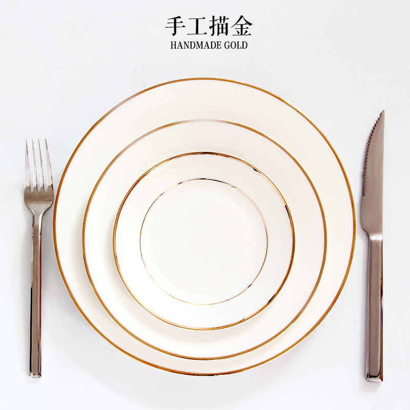 Western food square steak knife and fork bread plate plate plate suit European tableware ceramic disc flat pasta dish in up phnom penh