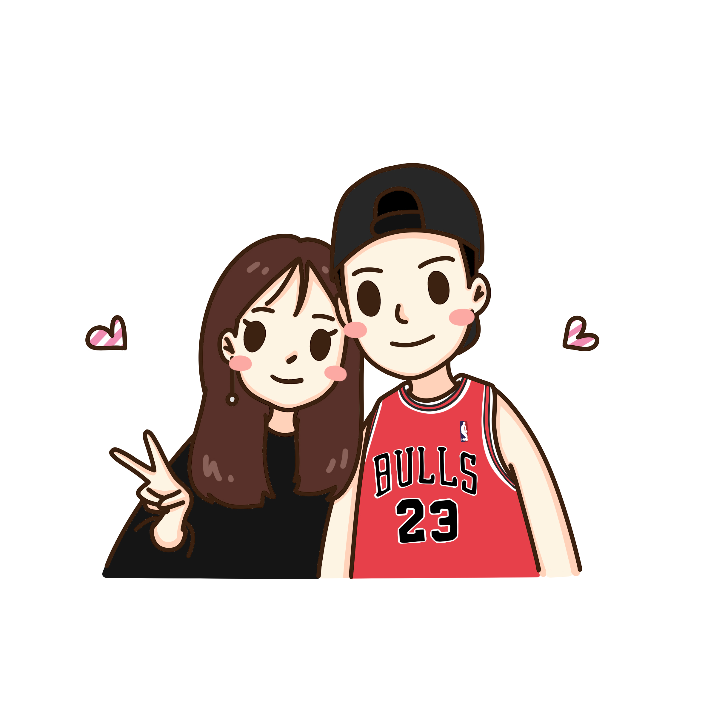 deng呆萌风可爱漫画q版卡通头像设计定制手绘情侣头像真人照片