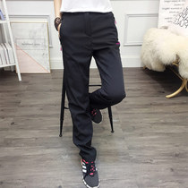 Stormtrooper pants womens autumn and winter outdoor elastic plus velvet thickened trousers waterproof and breathable Korean version of warm mountaineering pants
