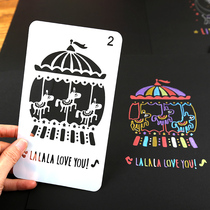 diy handmade film album accessories Valentines Day gift cute creative scene themed ruler hollowed-out drawing ruler