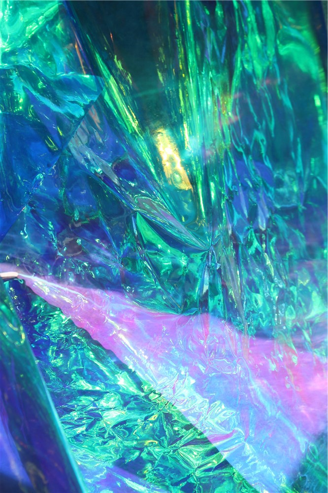 薄冰冻蓝tpu设计师面料 镜面幻彩镭射七彩服装包袋防水布料创意_双氙