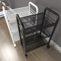 Kitchen rack flooring multi-layer movable household stroller vegetable basket storage shelf complete supplies