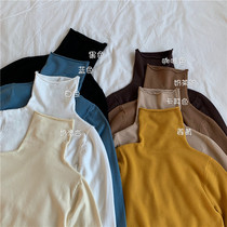 Good to wear bi into autumn and winter multi-color high collar base shirt Joker thin solid color pile collar knitwear