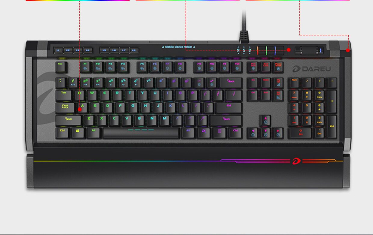 官方旗舰店达尔优ek855樱桃机械键盘cherry红轴rgb背光宏吃鸡游戏
