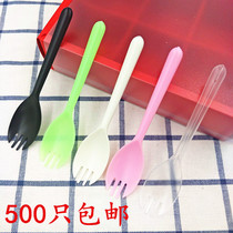 Plastic Disposable Spoon Cake Fork Disposable Fork Spoon Cake Independent Packaging Colorful Ice Cream Sweet Spoon