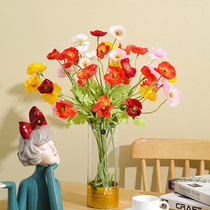 Wedding flower art Iceland poppy simulation flower poppy flower silk flower fake flower dried bouquet living room decoration shooting props