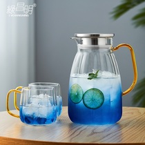 Green Changming cold kettle Glass Household high temperature resistant cold white water Cup bubble teapot set large capacity cold kettle