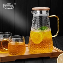 Green Changming Cold Kettle Glass High Temperature Resistant Large Capacity Teapot Home Creative Nordic Cool White Open Kettle Suit