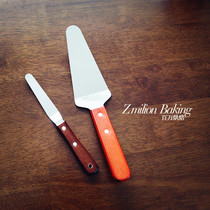 Wooden handle stainless steel spatula pizza pizza shovel knife cake shovel Cake Knife Baking standing cooking shovel
