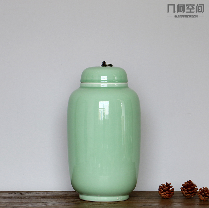 The geometry space contracted and I jingdezhen single glaze idea gourd can home decoration ceramic vessels furnishing articles