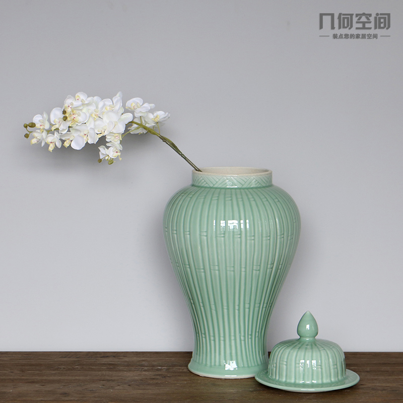 European household adornment vases, flower receptacle furnishing articles of jingdezhen ceramic checking bamboo carving grain general tank