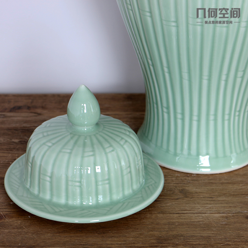 European household adornment vases, flower receptacle furnishing articles of jingdezhen ceramic checking bamboo carving grain general tank