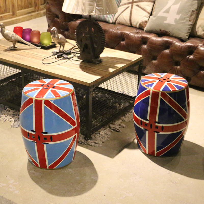 American style hand - made ceramic drum who British union jack wind household adornment what sitting room sofa edge furnishing articles