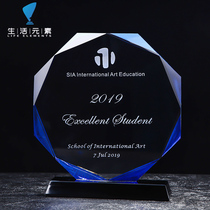 New creative blue crystal trophy medals custom-made Honor License agent franchise lettering