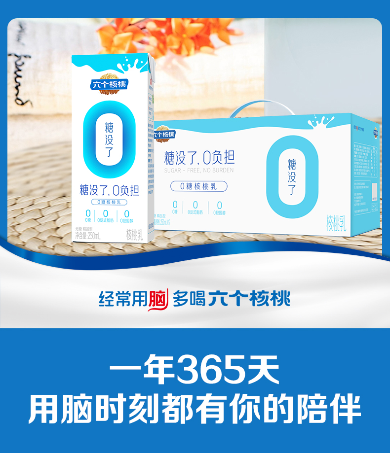 六个核桃无糖精品型250ml*12盒